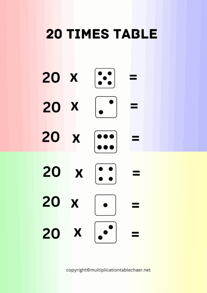 20 Times Table Worksheet 20 Multiplication Table Free PDF