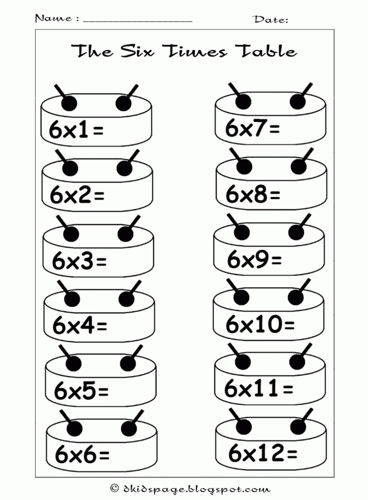 6 Times Table Worksheets