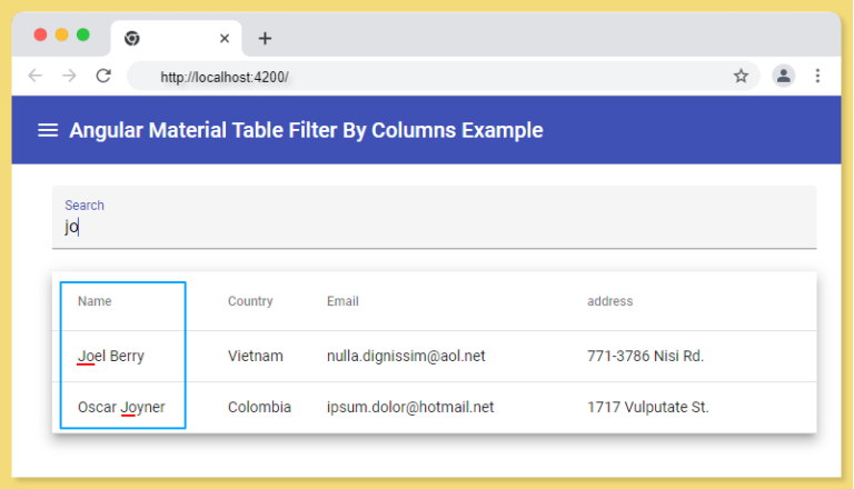 Angular Material Table Filter By Columns Angular 11 Decoded Script