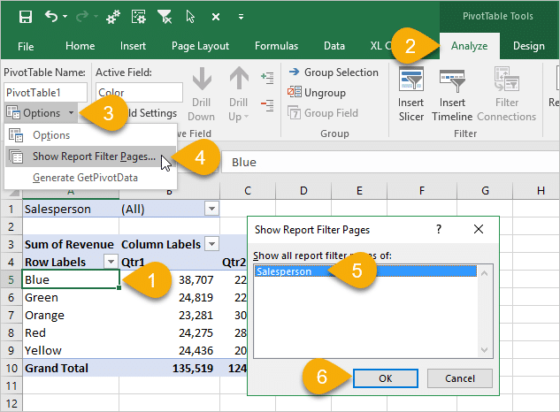Create Multiple Pivot Table Reports With Show Report Filter Pages 