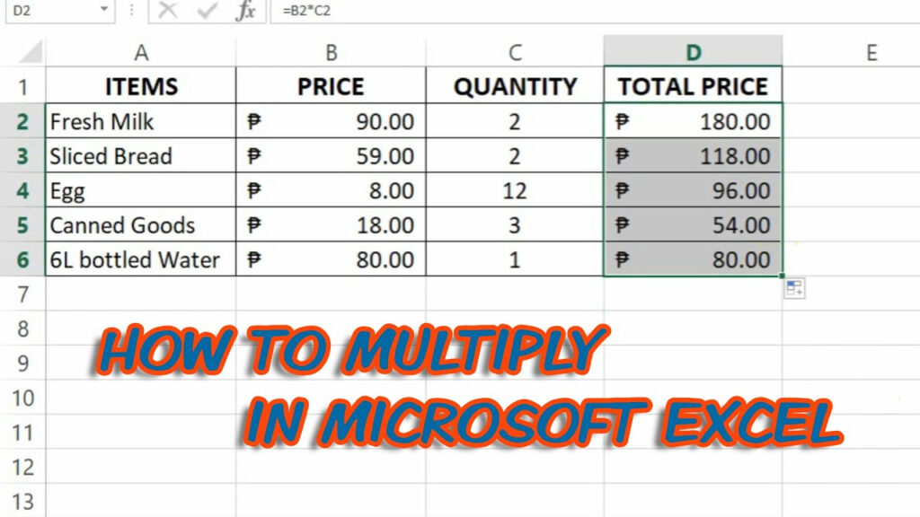 Excel Multiplication Formula Cheat Sheet