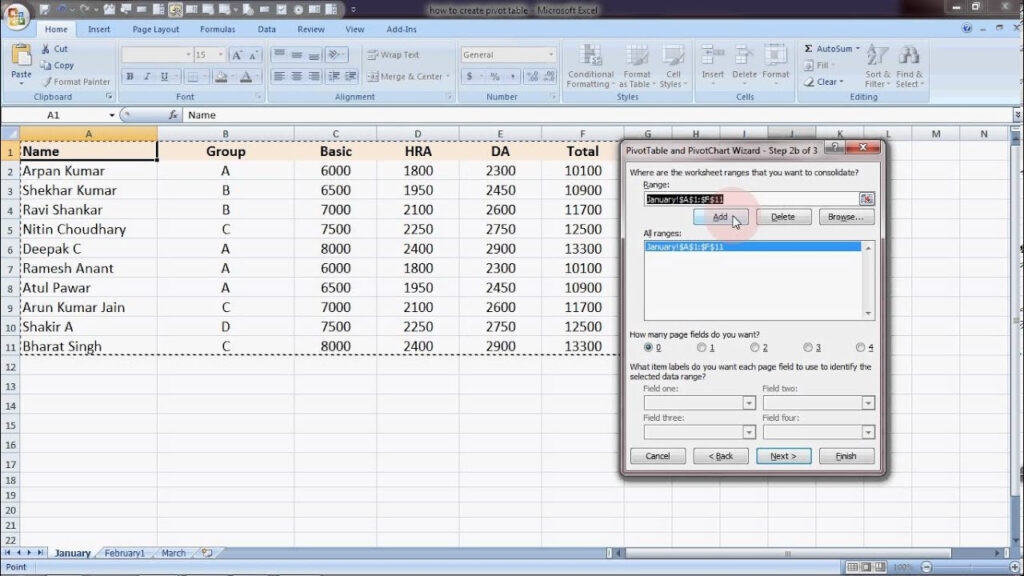 Excel Pivot Table From Multiple Worksheets Pivot Multiple Ex