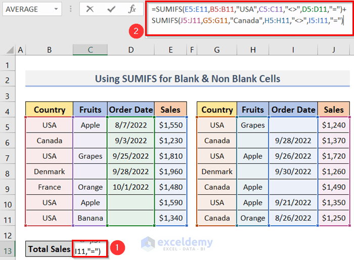Excel SUMIFS With Multiple Sum Ranges And Multiple Criteria