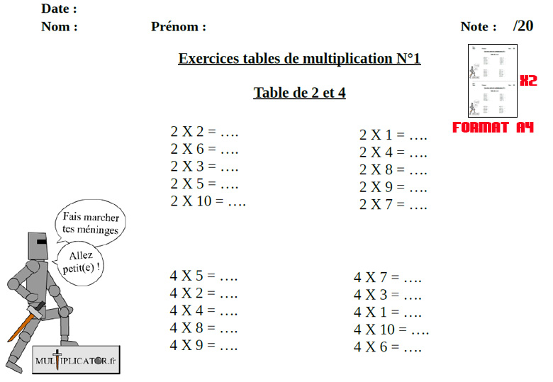 Exercices De Tables De Multiplication Imprimer