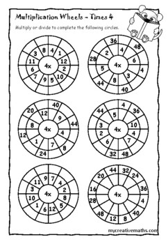 Freebie Times 4 Multiplication Wheel By My Creative Maths TPT