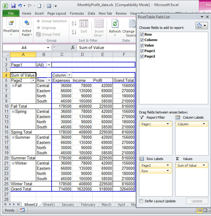How To Create A Pivot Table With Multiple Columns And Rows Cabinets 