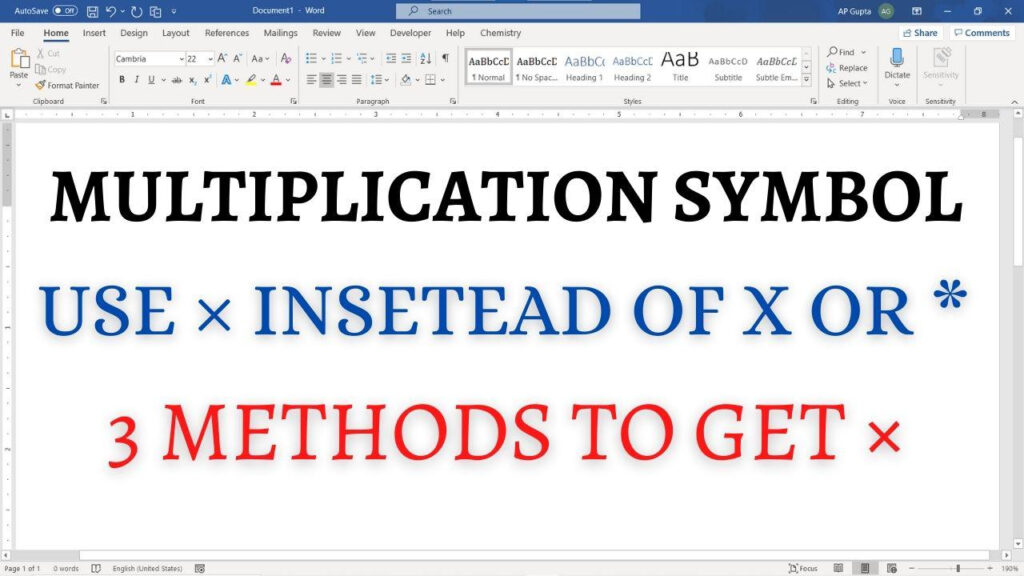 How To Insert Multiplication Symbol In Word PickupBrain Be Smart