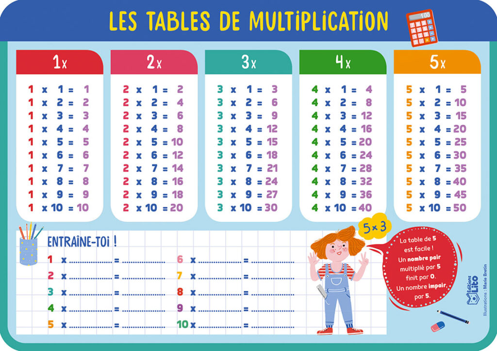 Les Tables De Multiplication Editions Lito