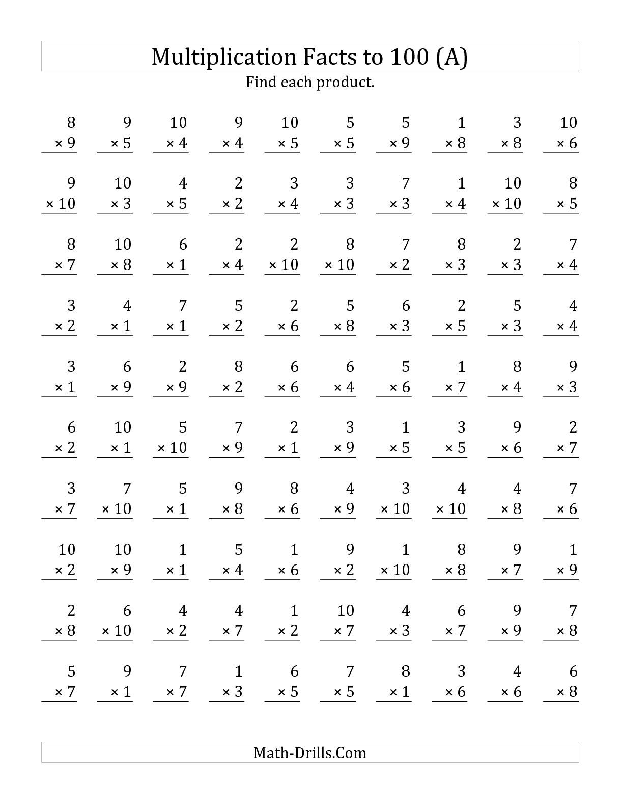 Multiplication Table 1 Through 100 Comicpole
