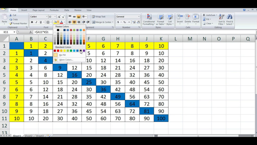 Multiplication Table Excel Template Infoupdate