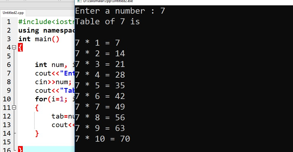 Multiplication Table Program In C Using Array Infoupdate