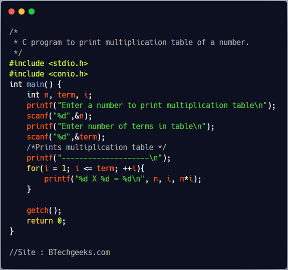 Multiplication Table Program In C Using Array Infoupdate