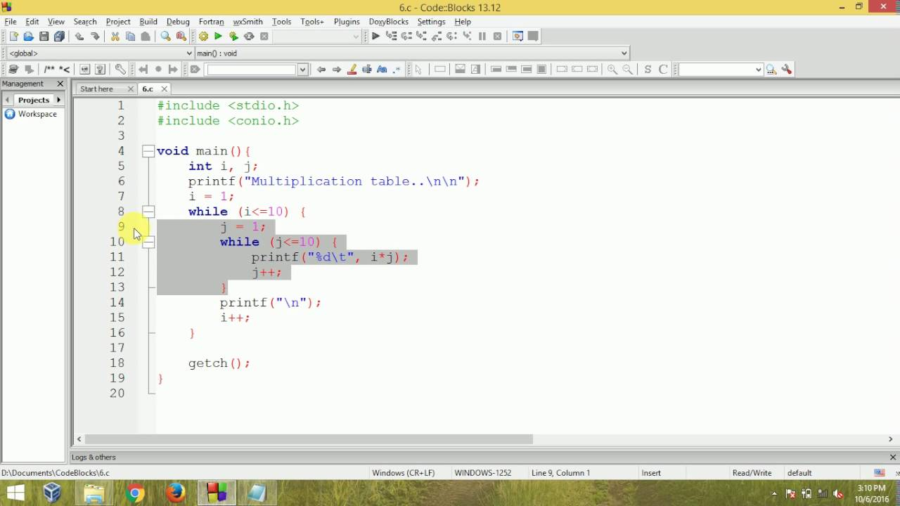 Multiplication Table Using Loop In C
