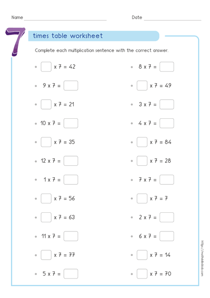 Multiplication Tables Exercises Times Tables Free Worksheets And Games