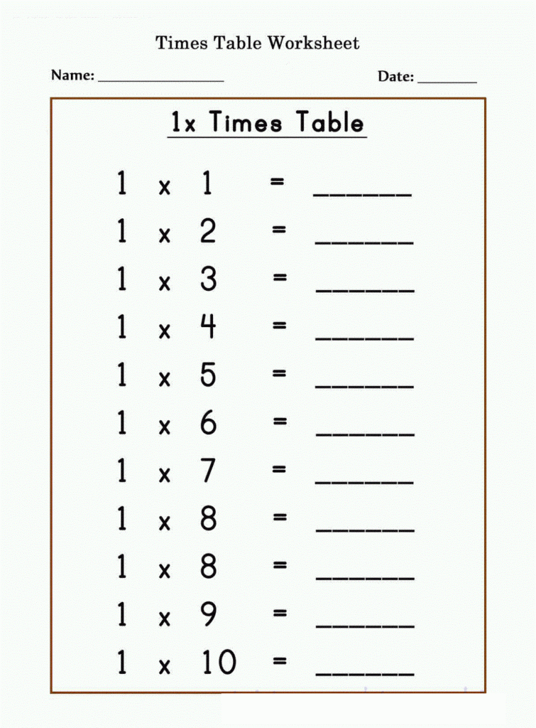 Multiplication Tables From 1 To 20 Worksheets