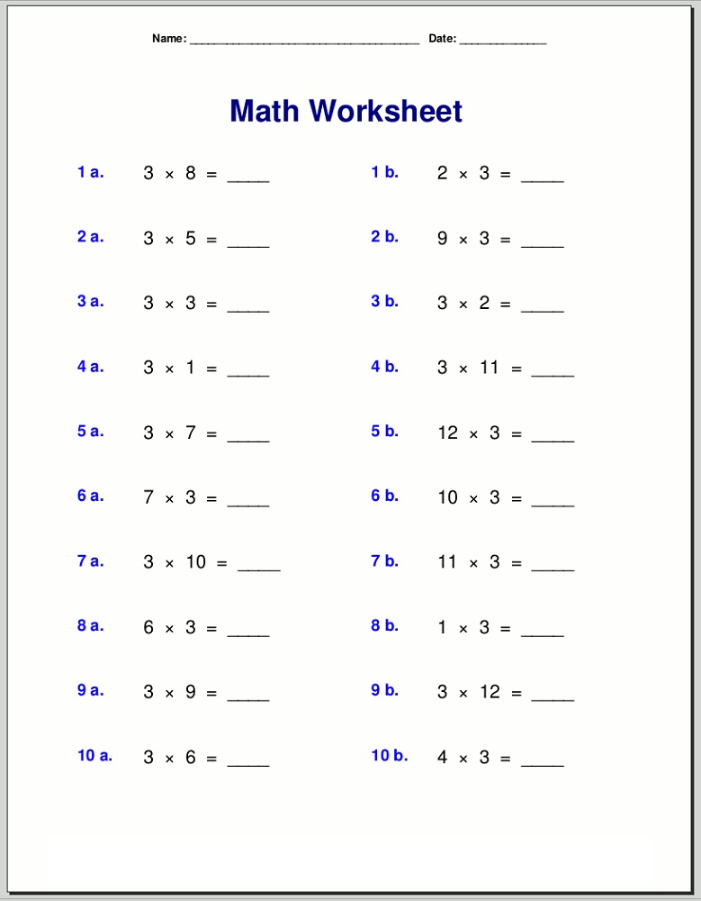 Multiplication Worksheets 3 And 4 Times Tables Disneyholf