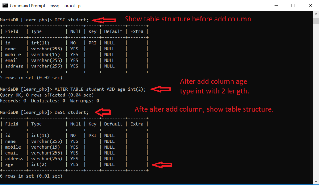 Mysql Alter Table Add Column In Mysql Table MySQL Alter Commands