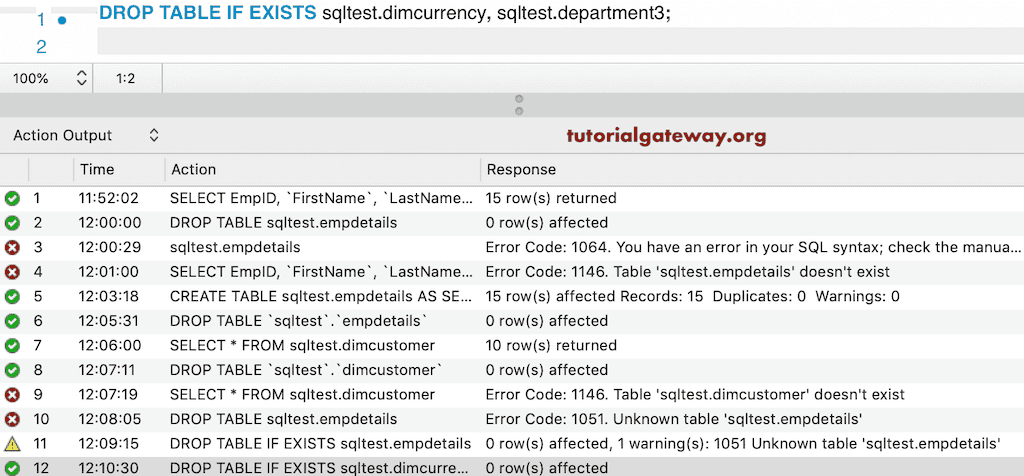 MySQL Drop Table