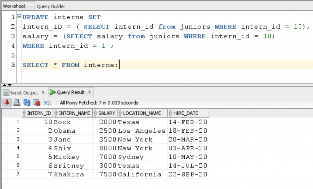 Oracle UPDATE Statement The Complete Guide With Examples