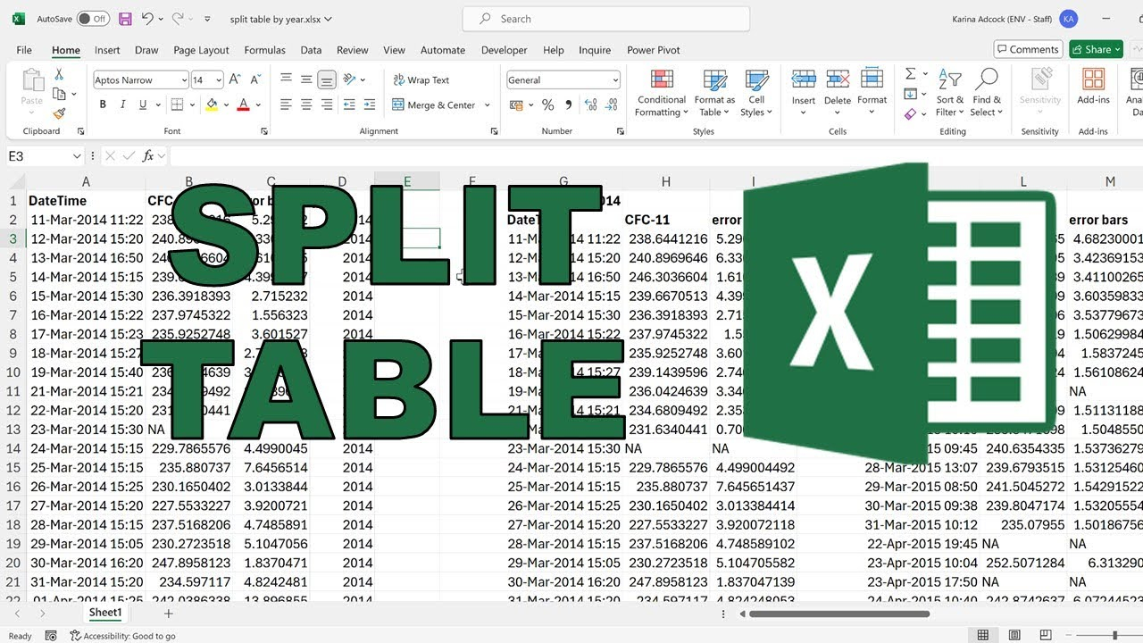 Split A Table Into Multiple Tables Based On Column Value In Excel YouTube