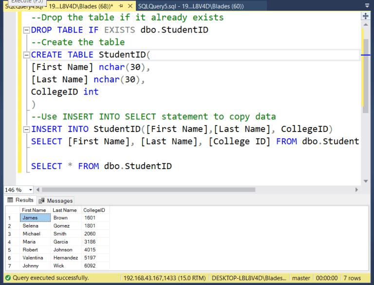 SQL Server INSERT INTO SELECT Examples DatabaseFAQs