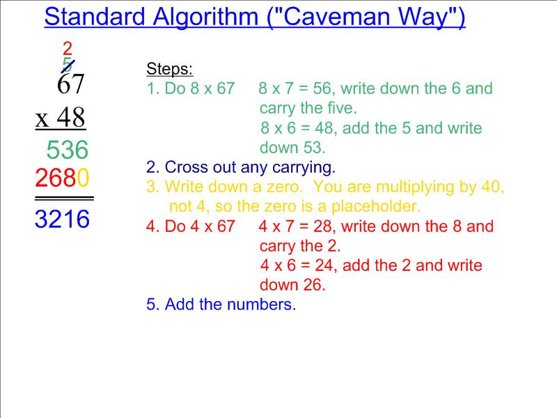 Steps For Standard Algorithm Multiplication