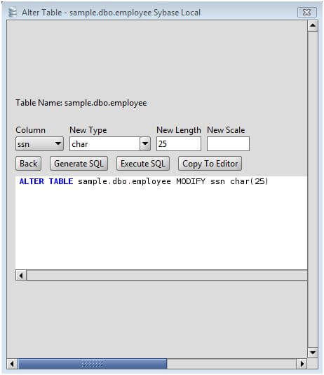 Sybase Change Column Type Of Sybase Database Table Columns Via The 