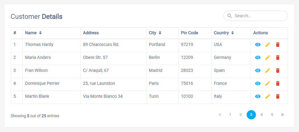 Table Template Bootstrap 4 Cabinets Matttroy