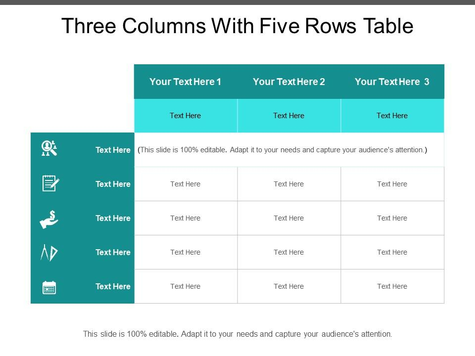 Three Columns With Five Rows Table Graphics Presentation Background 